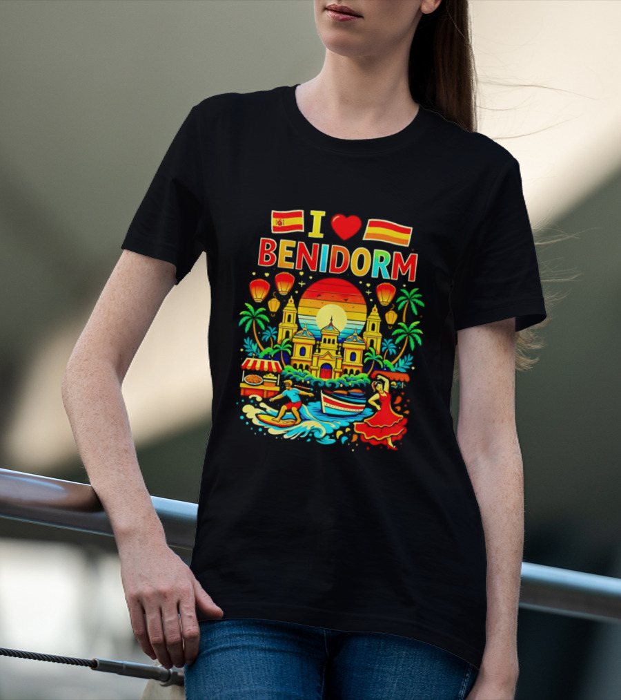 I Love Benidorm Spain Beach And Flamenco Celebration T-Shirt
