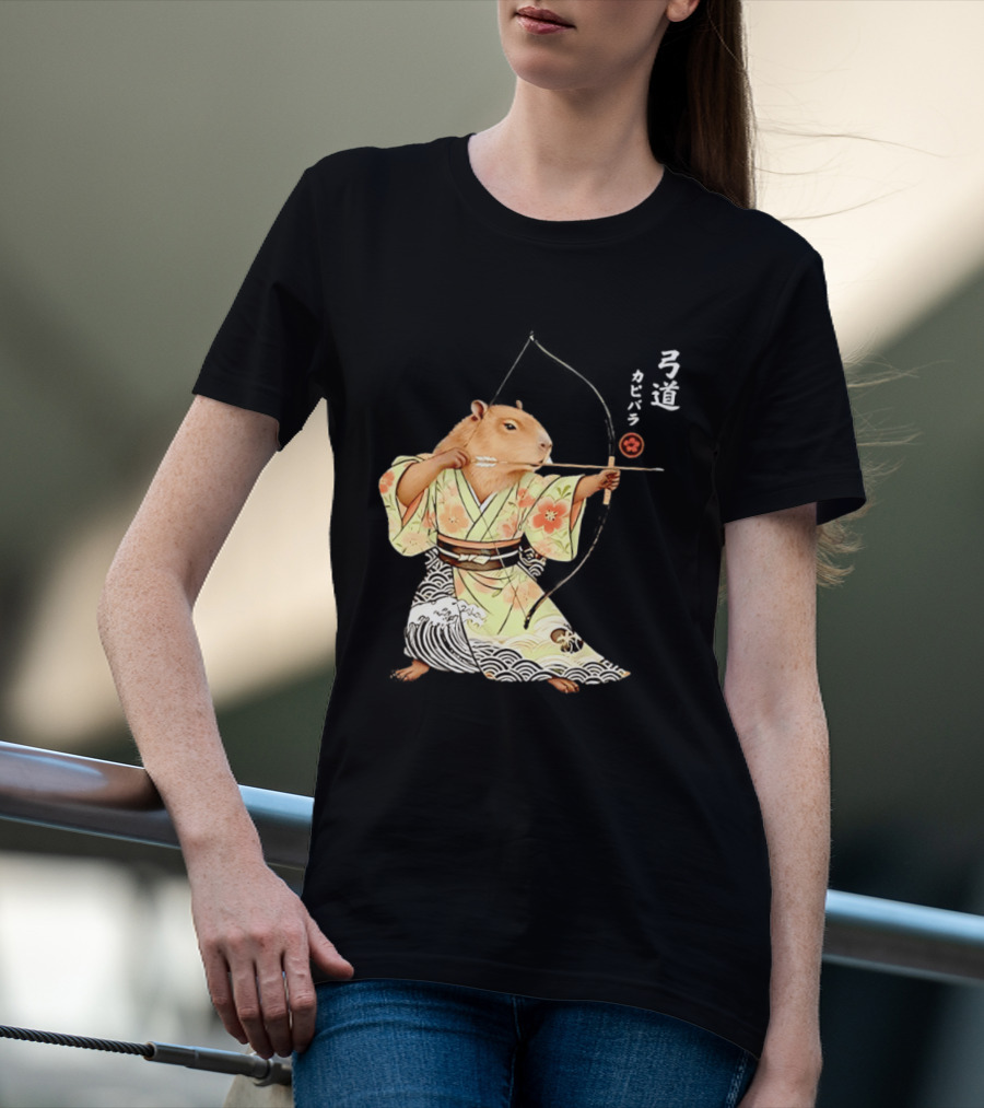 Capybara Kyudo Samurai Archery Japanese Animal T-Shirt
