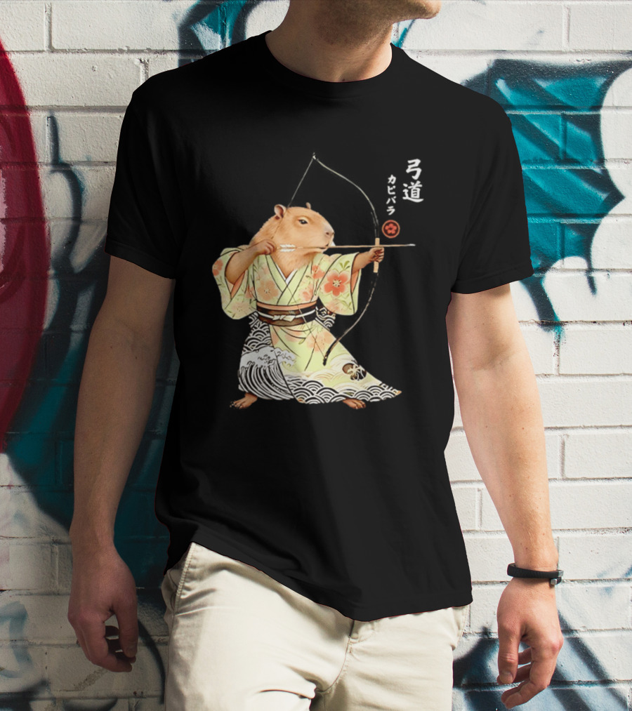 Capybara Kyudo Samurai Archery Japanese Animal T-Shirt