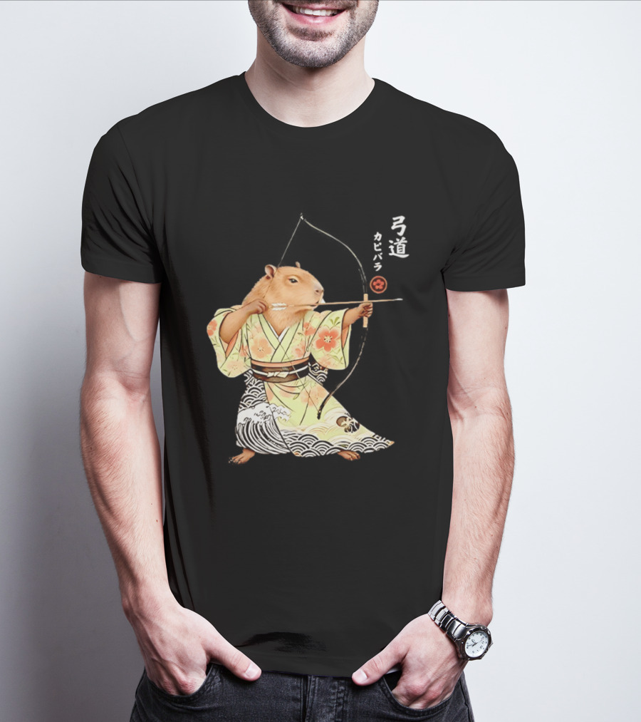 Capybara Kyudo Samurai Archery Japanese Animal T-Shirt