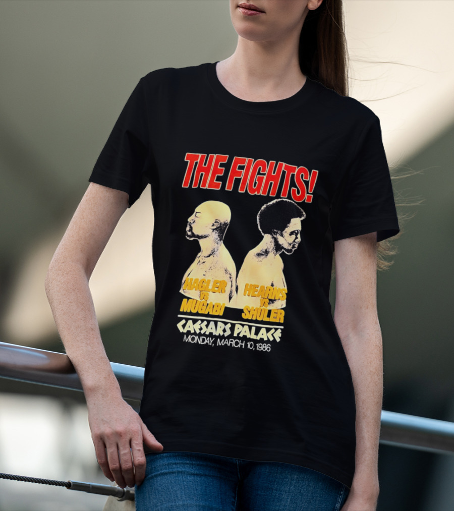 The Fights Hagler Vs Abi Hearns Vs Shuler Caesars Palace 1986 T-Shirt