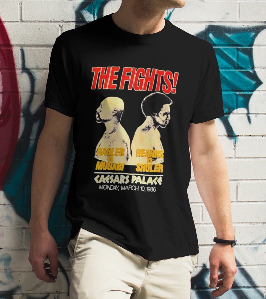 The Fights Hagler Vs Abi Hearns Vs Shuler Caesars Palace 1986 T-Shirt