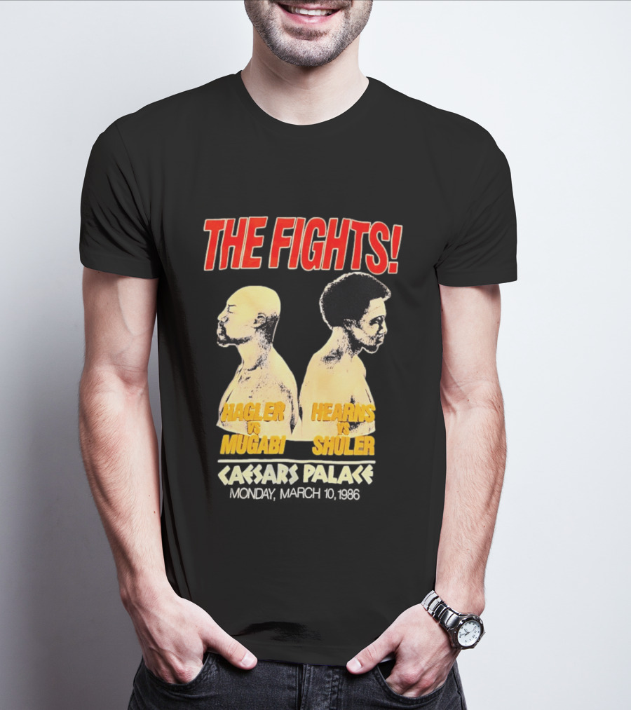 The Fights Hagler Vs Abi Hearns Vs Shuler Caesars Palace 1986 T-Shirt
