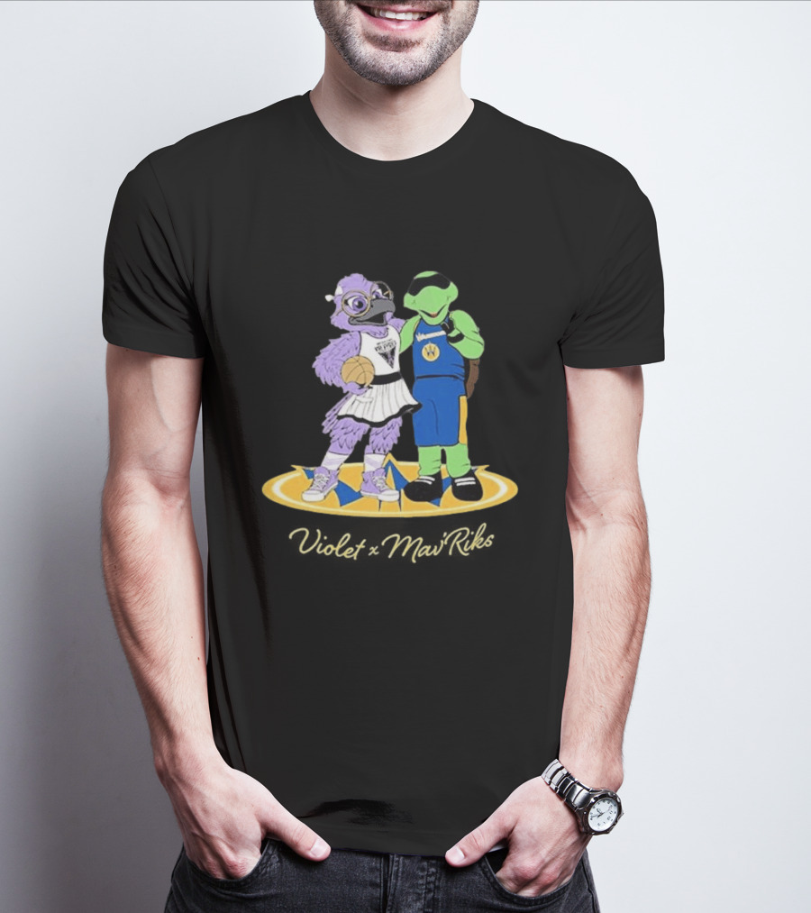 Violet Mavericks Giveaway 2026 Basketball Bird And Turtle Mascots T-Shirt