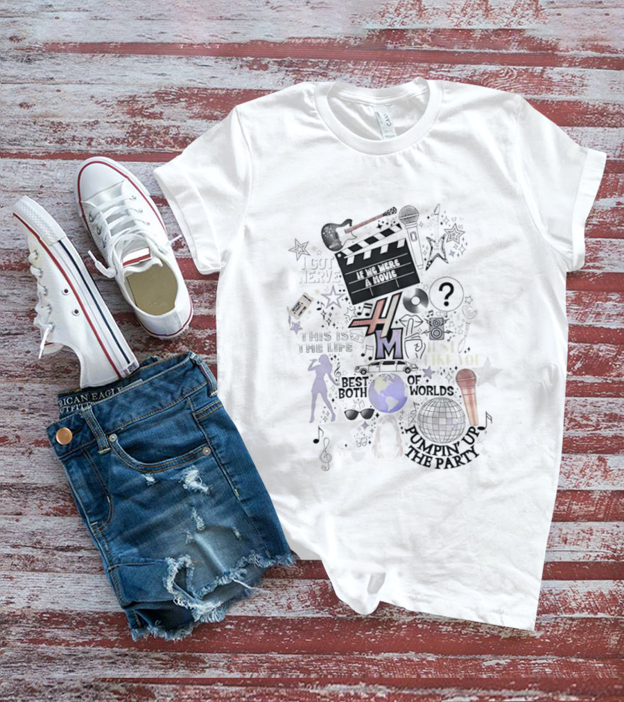 Hannah Montana Best Of Both Worlds 2026 Y2K Retro Music Theme Microphone Disco Stars T-Shirt