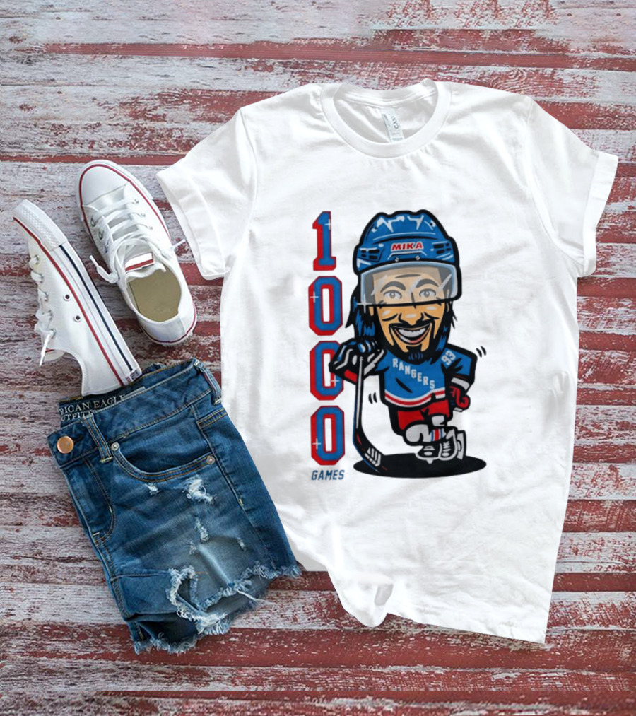 Mika Rangers 93 Hockey Player 1000 Games Celebration T-Shirt
