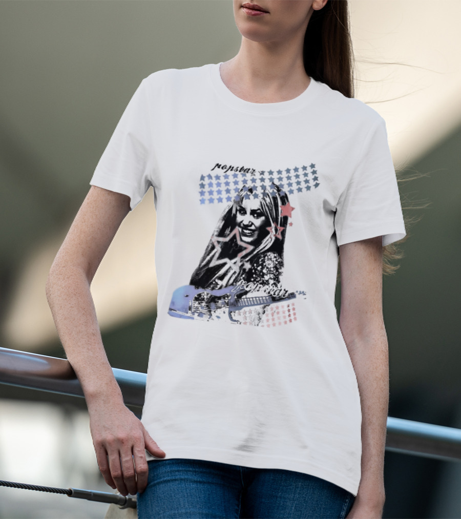 Miley Cyrus Hannah Montana Stars Guitar American Flag T-Shirt