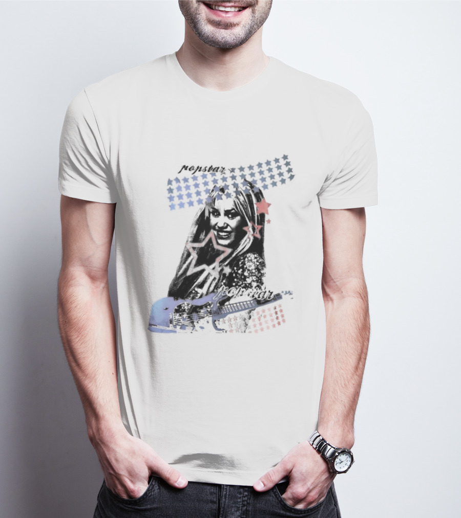 Miley Cyrus Hannah Montana Stars Guitar American Flag T-Shirt