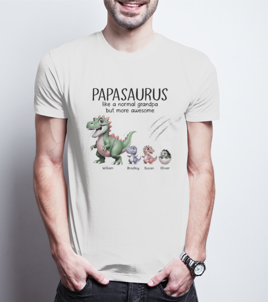 Papasaurus Like A Normal Grandpa More Awesome Dinosaur Family T-Shirt
