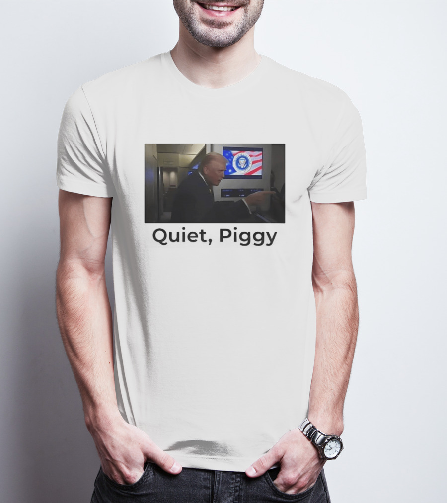 Quiet Piggy Presidential Seal Airplane Scene T-Shirt