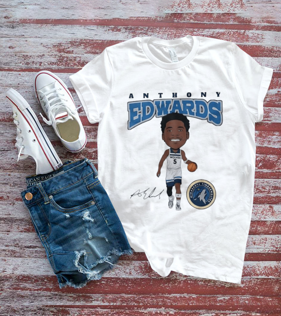 Anthony Edwards Wolves 5 Minnesota Timberwolves Basketball Player T-Shirt
