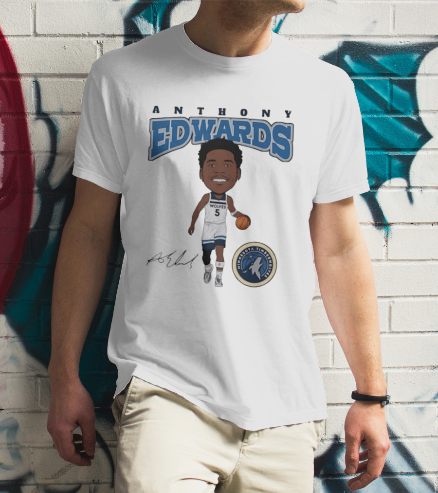 Anthony Edwards Wolves 5 Minnesota Timberwolves Basketball Player T-Shirt