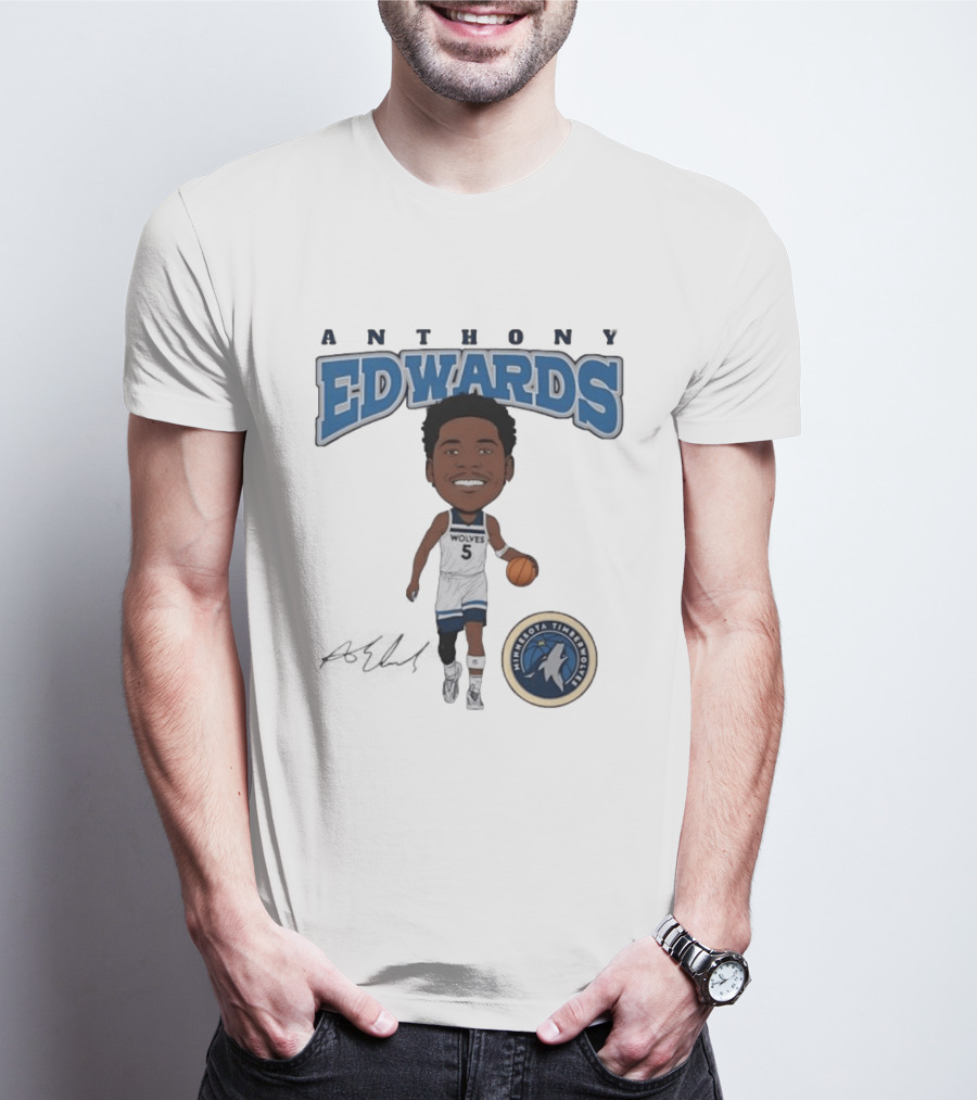 Anthony Edwards Wolves 5 Minnesota Timberwolves Basketball Player T-Shirt