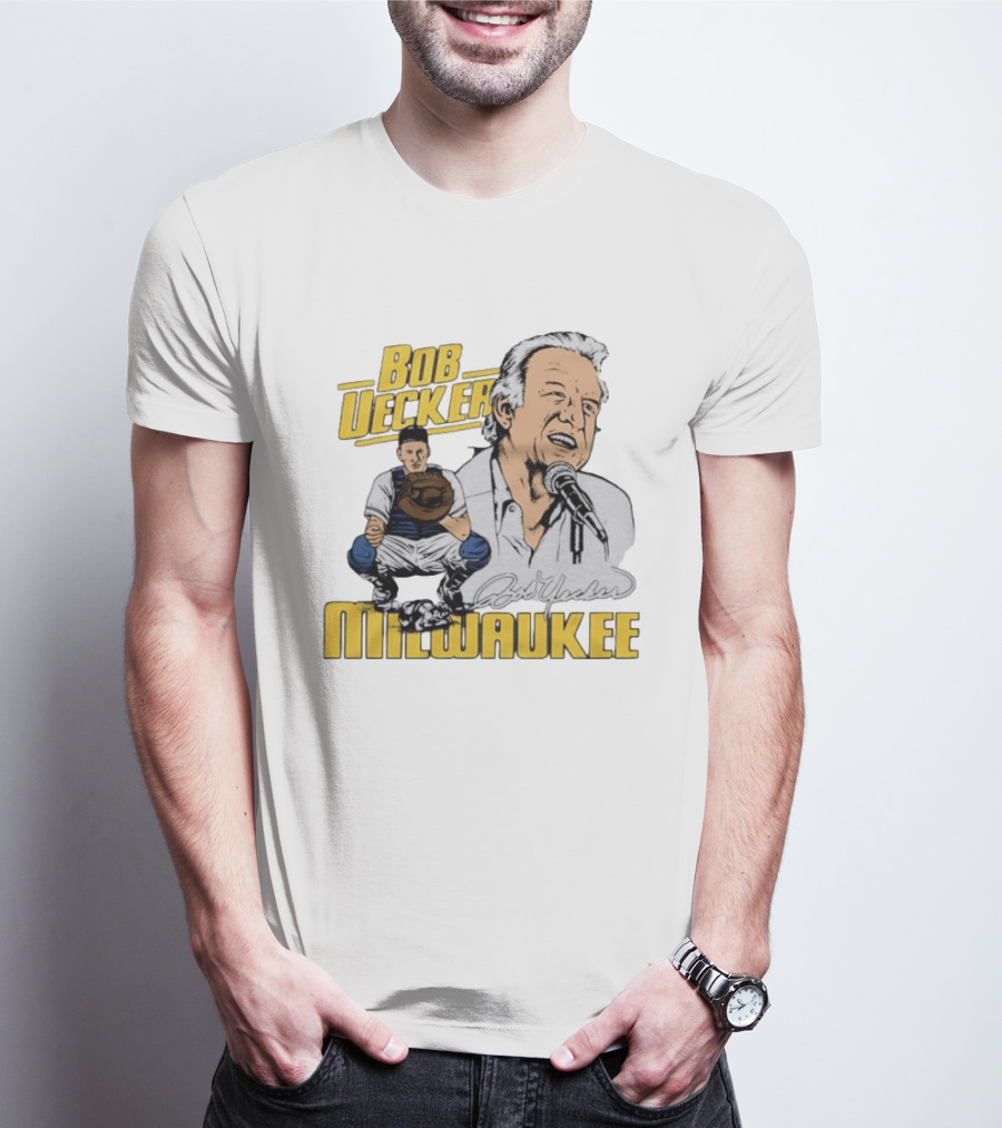 Bob Uecker Milwaukee Catcher Microphone Pose T-Shirt