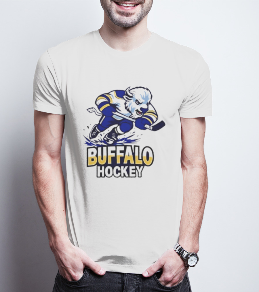 Buffalo Hockey Charging Bison Dynamic Action Sports Team Gear T-Shirt