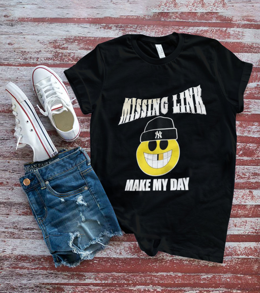 New York Yankees Missing Link Make My Day Smiley Face T-Shirt