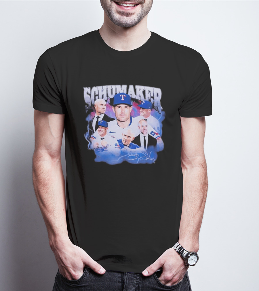 Rangers Schumaker Montage Baseball T-Shirt