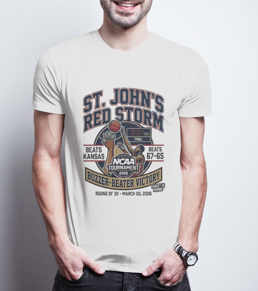 St. John's Red Storm Buzzer Beater Victory Over Kansas NCAA Tournament 2026 T-Shirt