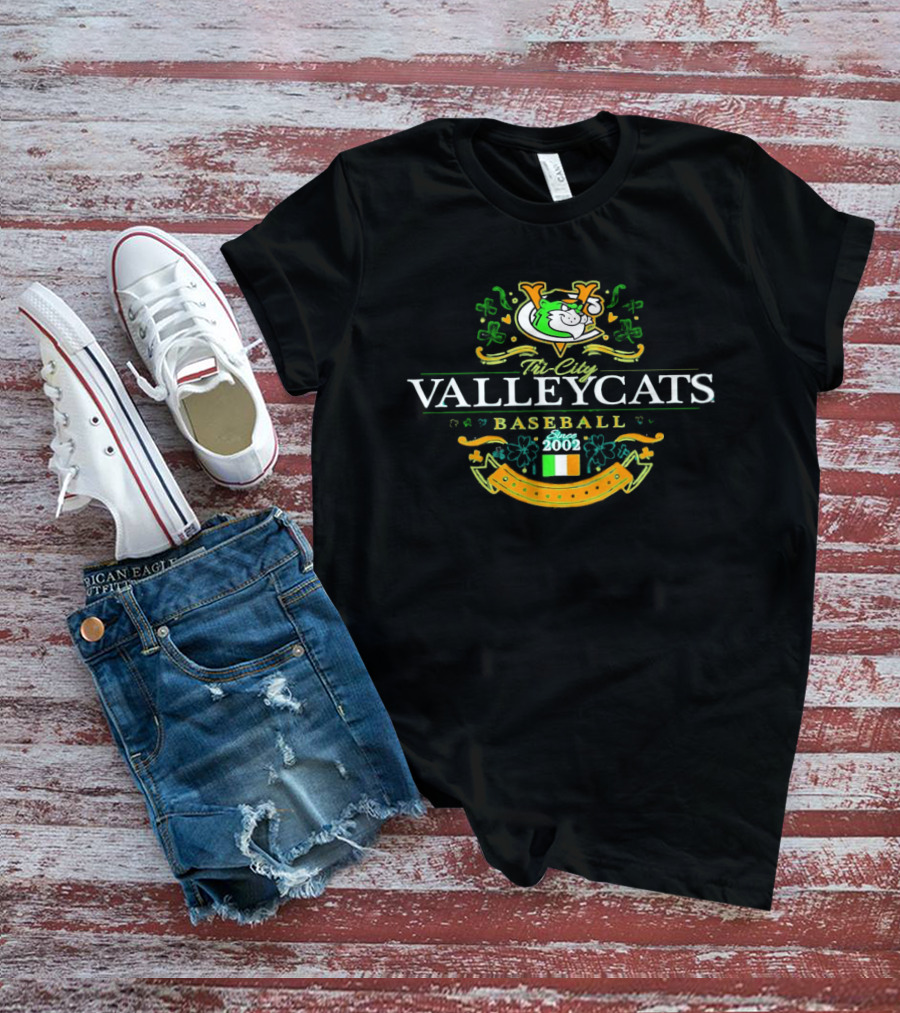 Tri City ValleyCats Baseball Since 2002 St. Patrick's Day Irish Flag Shamrock T-Shirt