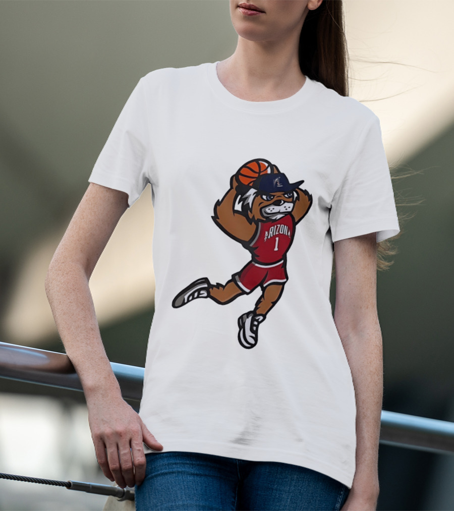 Arizona Wildcats Basketball Mascot Slam Dunk Action T-Shirt