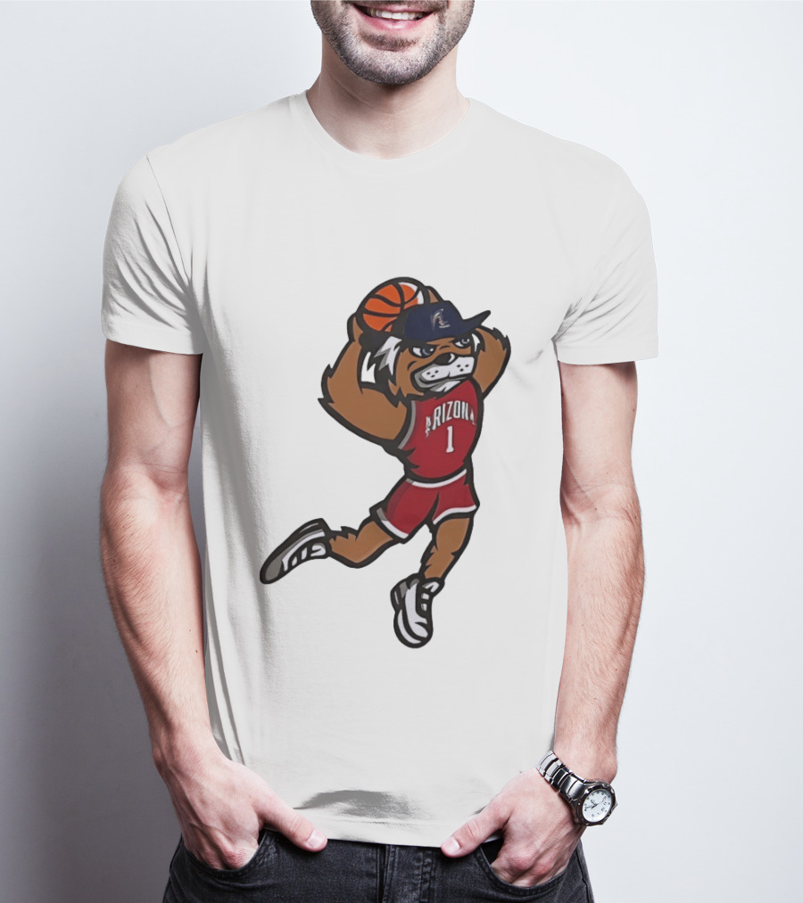 Arizona Wildcats Basketball Mascot Slam Dunk Action T-Shirt