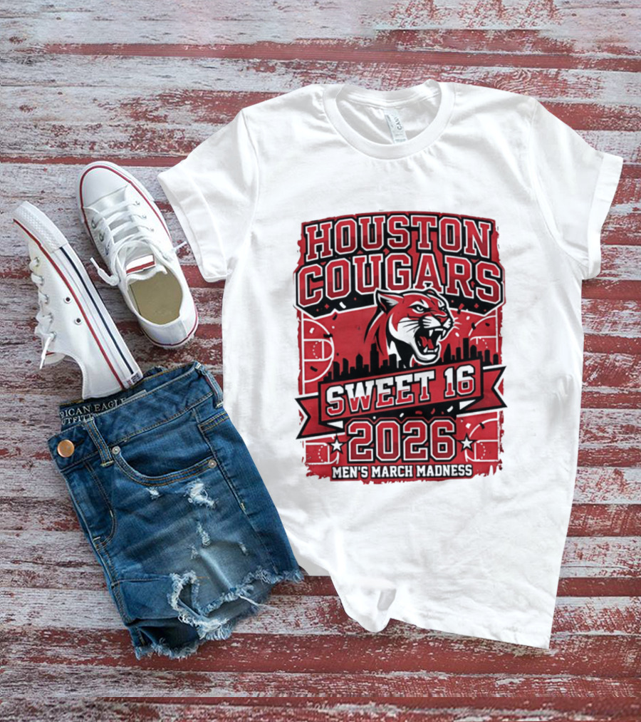 Houston Cougars 2026 NCAA Sweet 16 March Madness City Skyline T-Shirt