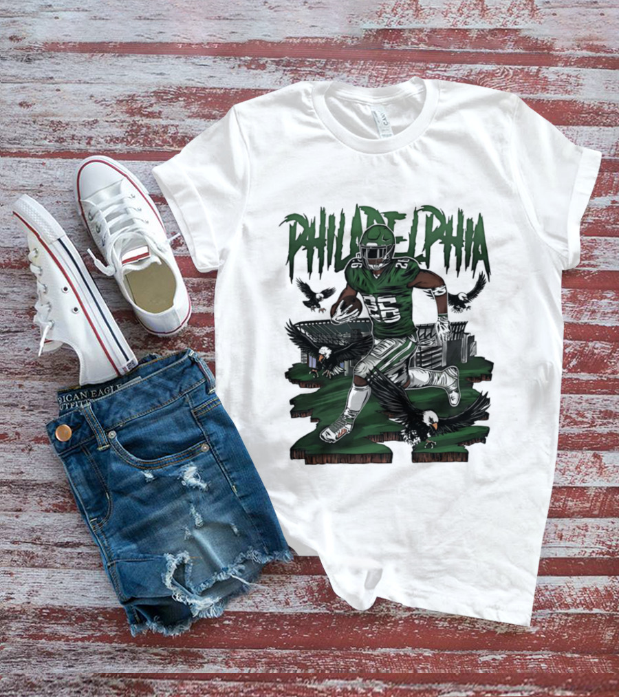 Philadelphia Eagles Running Back With Eagles T-Shirt