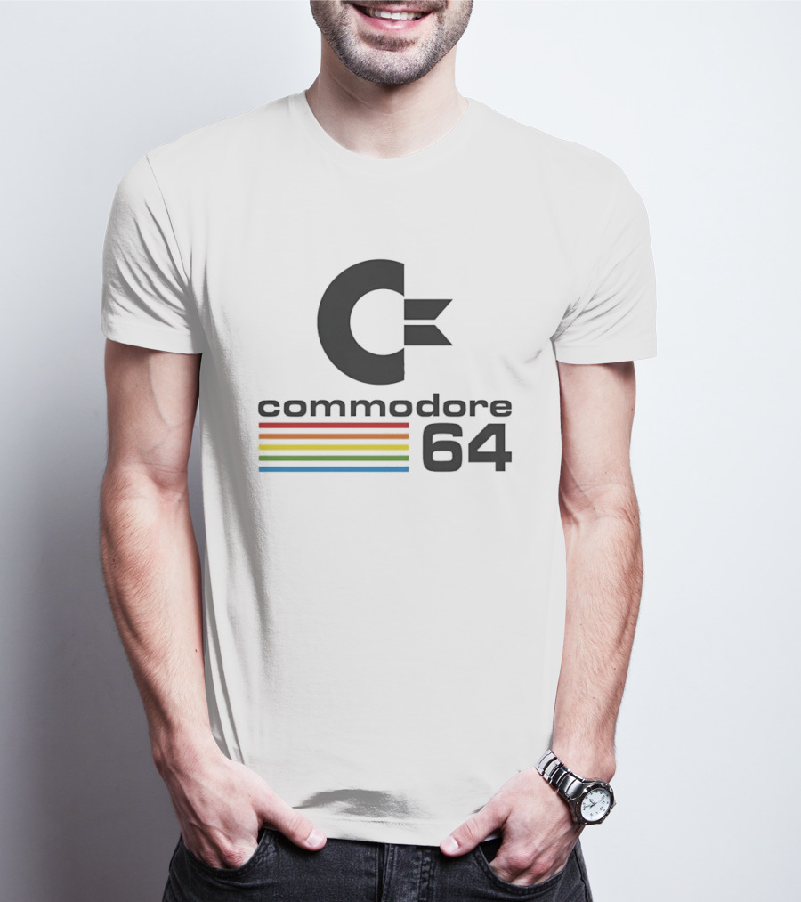 Commodore 64 Retro Computer Logo With Rainbow Stripes T-Shirt