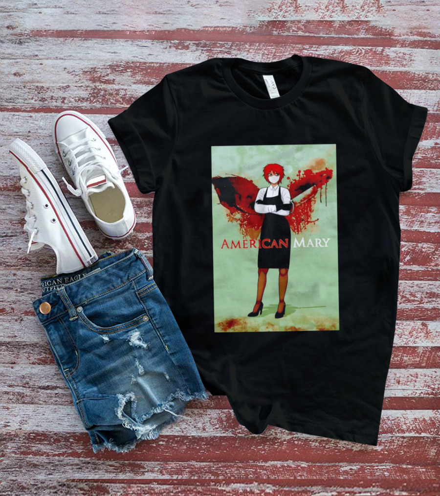 American Mary Mason Bloody Horror Art With Mask And Knife T-Shirt