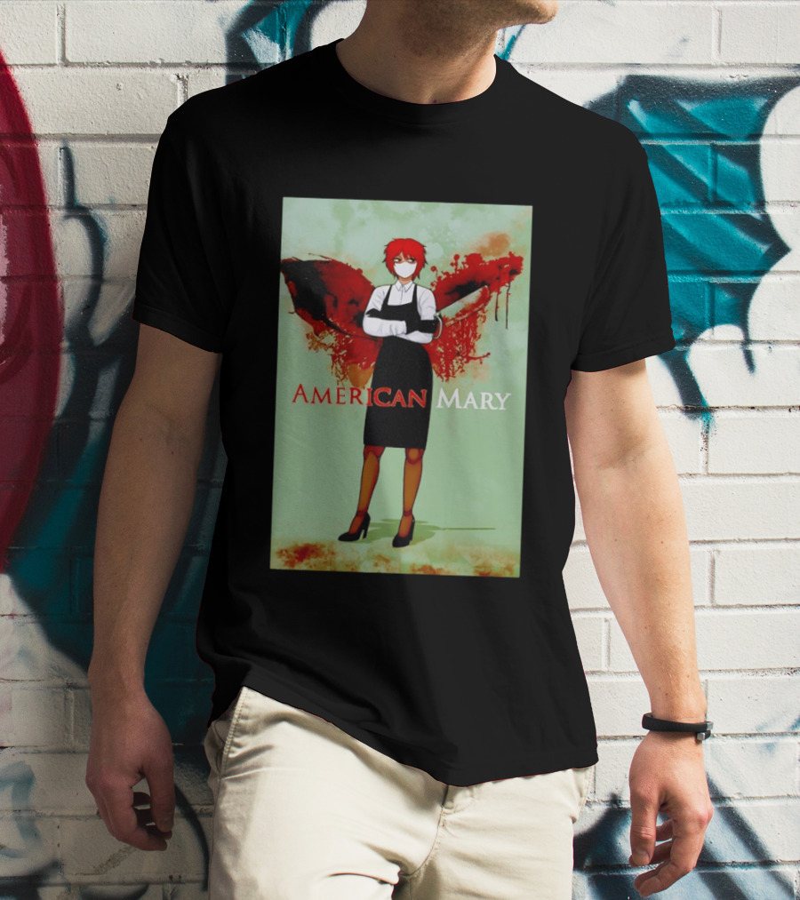 American Mary Mason Bloody Horror Art With Mask And Knife T-Shirt