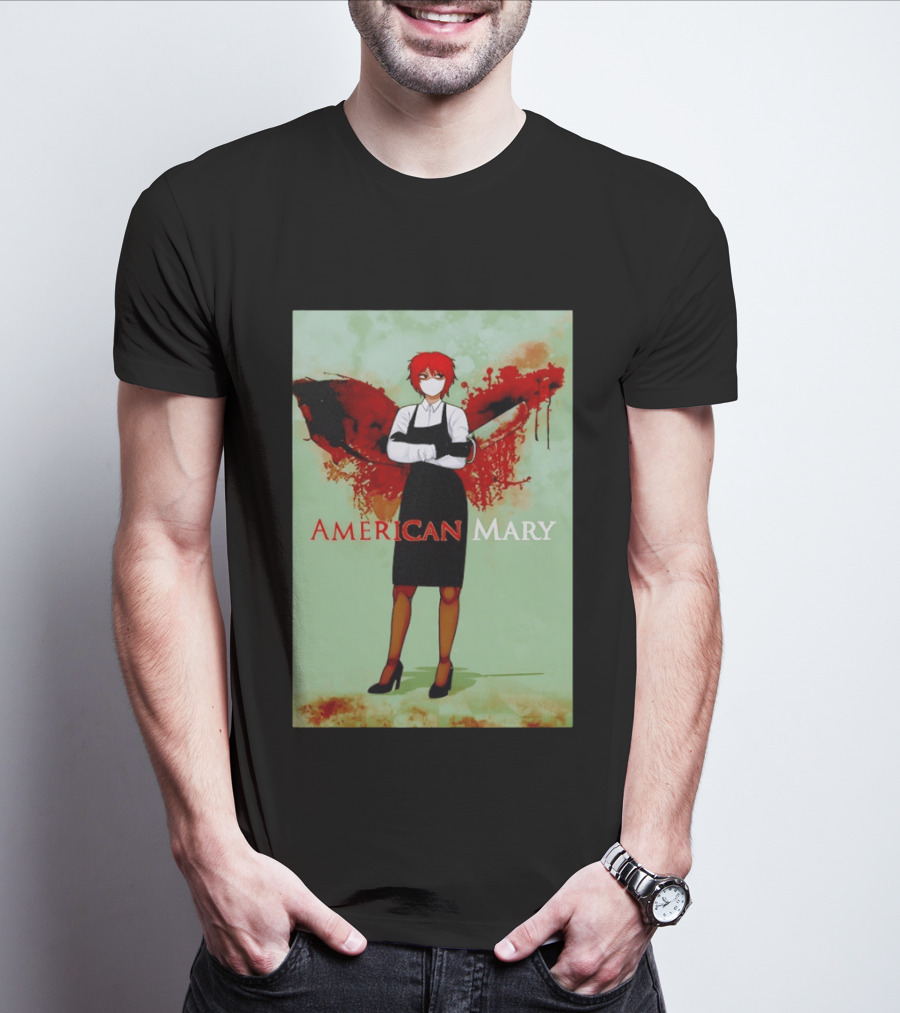 American Mary Mason Bloody Horror Art With Mask And Knife T-Shirt