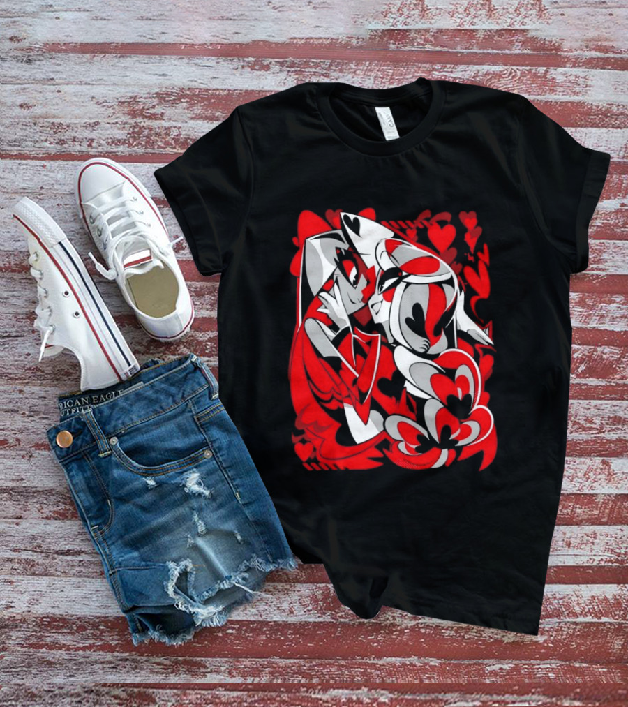 Charlie Morningstar Vaggie Hazbin Hotel Hearts T-Shirt