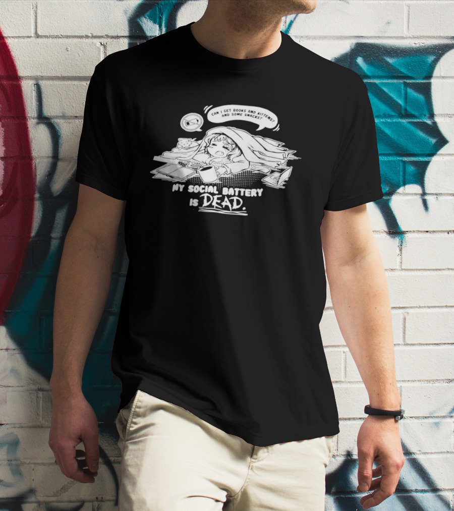 My Social Battery Is Dead Exhausted Comic Style Pop Art Naptime T-Shirt