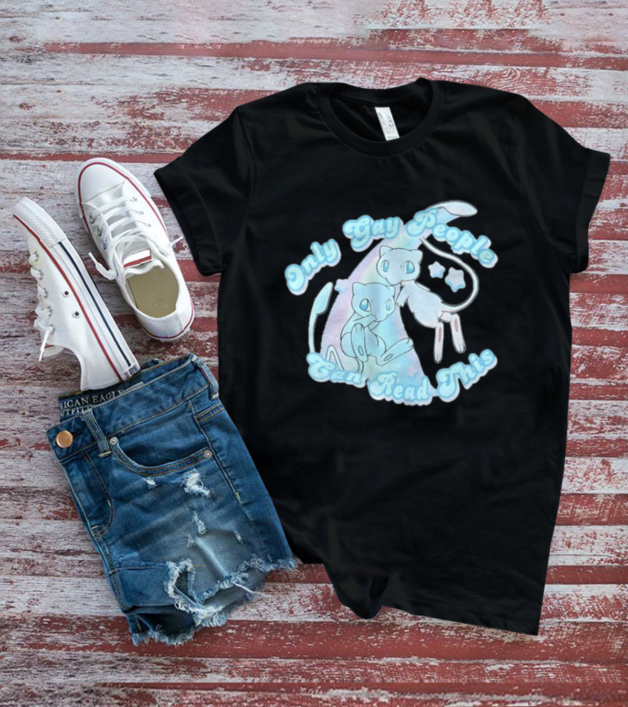Pokemon Mew Only Gay People Can Read This Stars Retro Rainbow T-Shirt