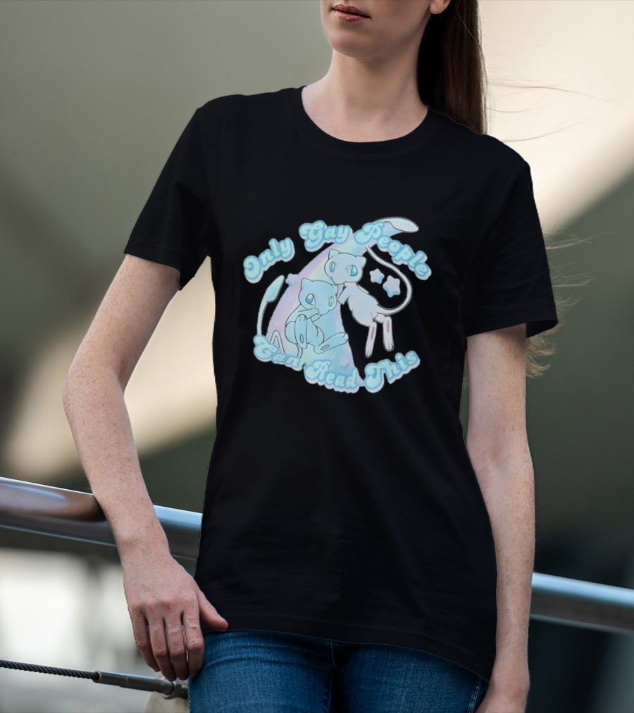 Pokemon Mew Only Gay People Can Read This Stars Retro Rainbow T-Shirt