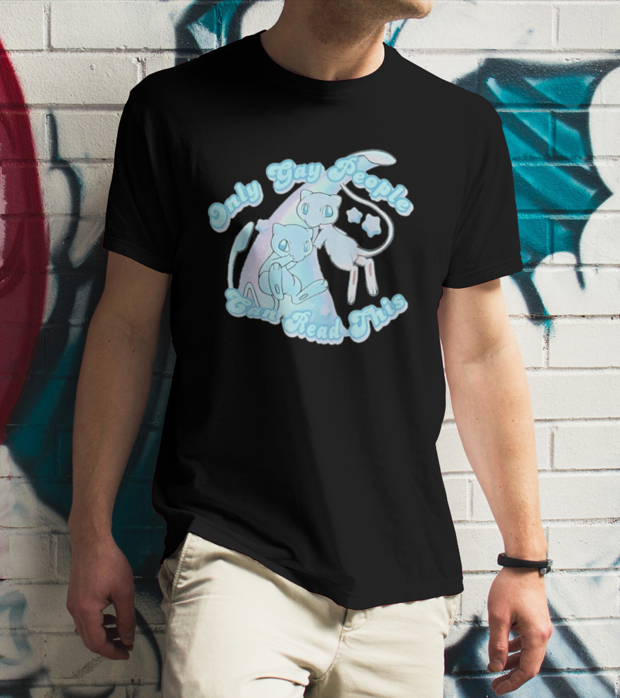 Pokemon Mew Only Gay People Can Read This Stars Retro Rainbow T-Shirt