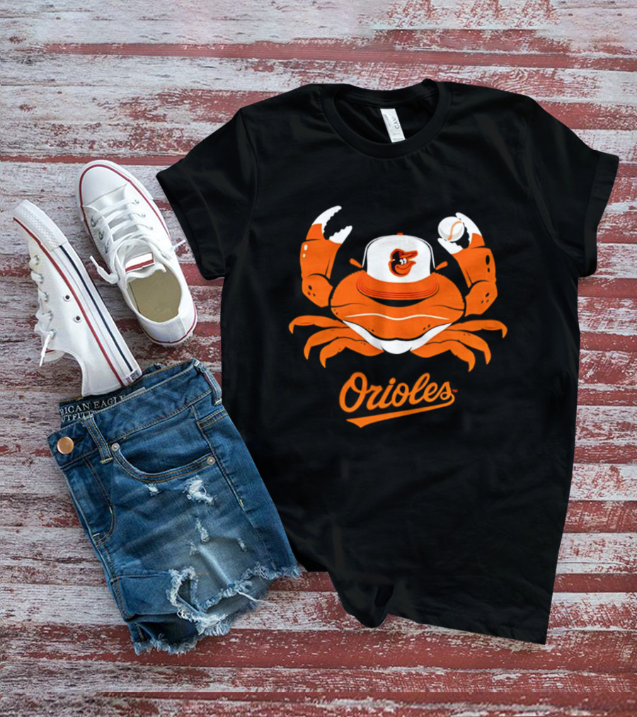 Baltimore Orioles Crab Mascot With Baseball Cap T-Shirt
