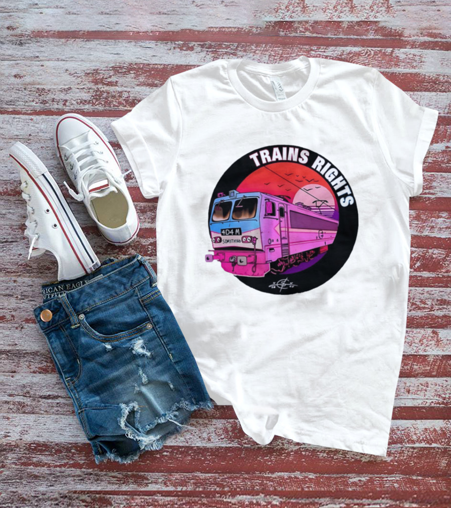 4D4M Something Trains Rights Sunset Train T-Shirt