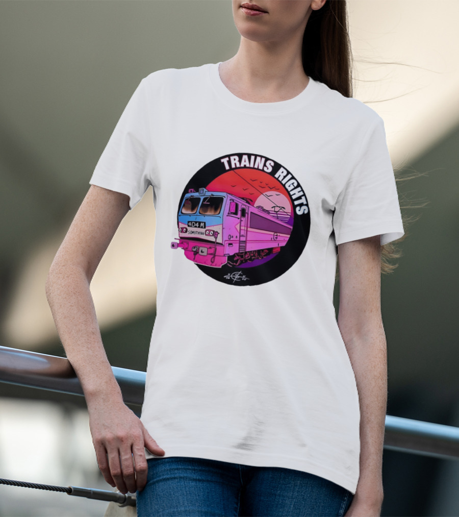 4D4M Something Trains Rights Sunset Train T-Shirt
