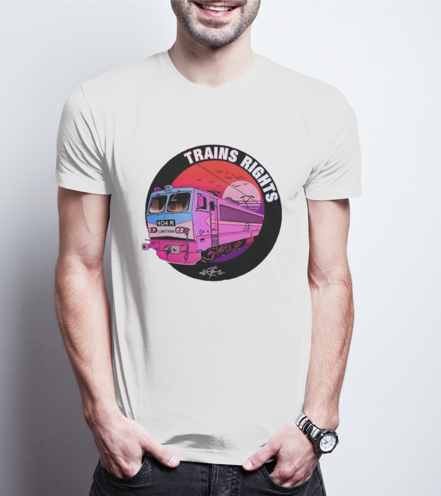 4D4M Something Trains Rights Sunset Train T-Shirt