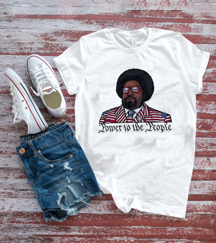 Afro Man American Flag Suit Power To The People T-Shirt