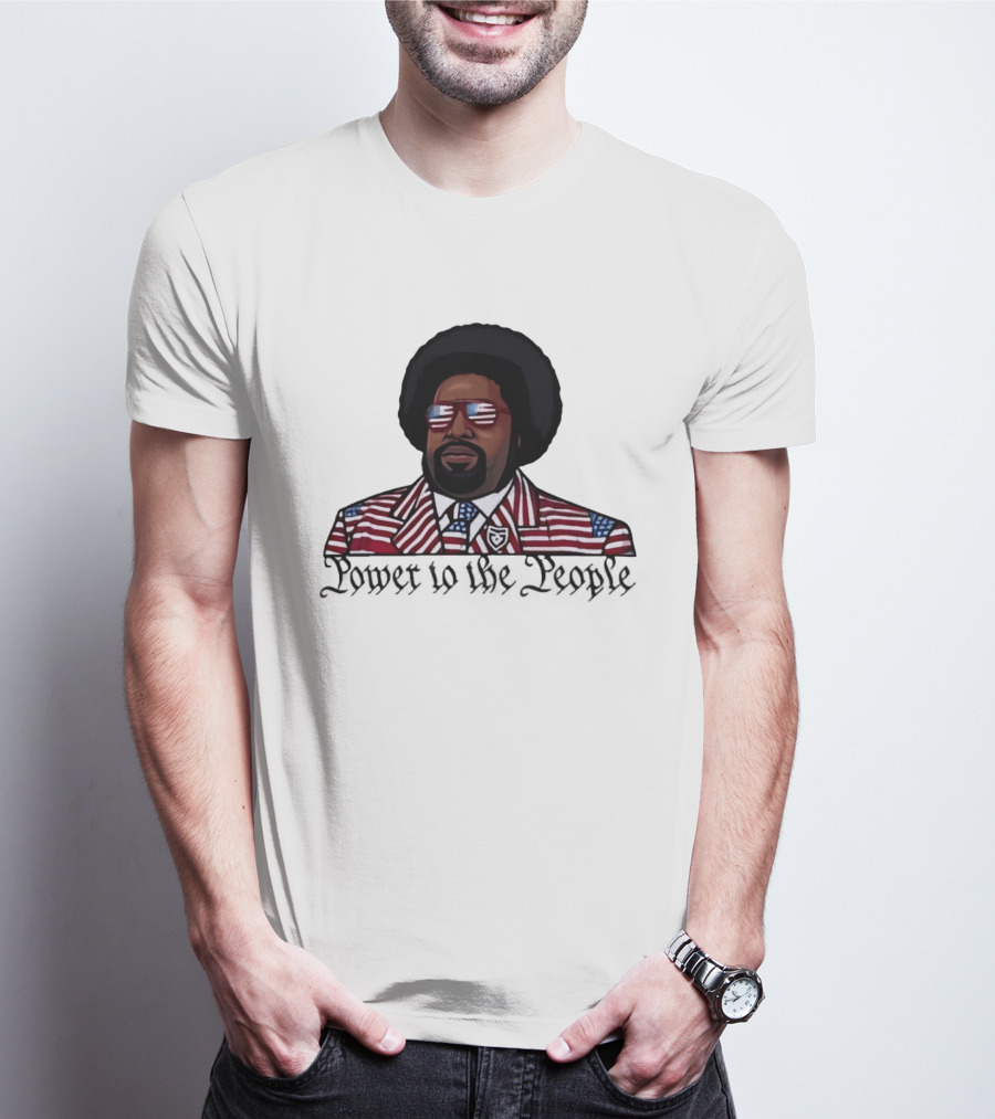 Afro Man American Flag Suit Power To The People T-Shirt