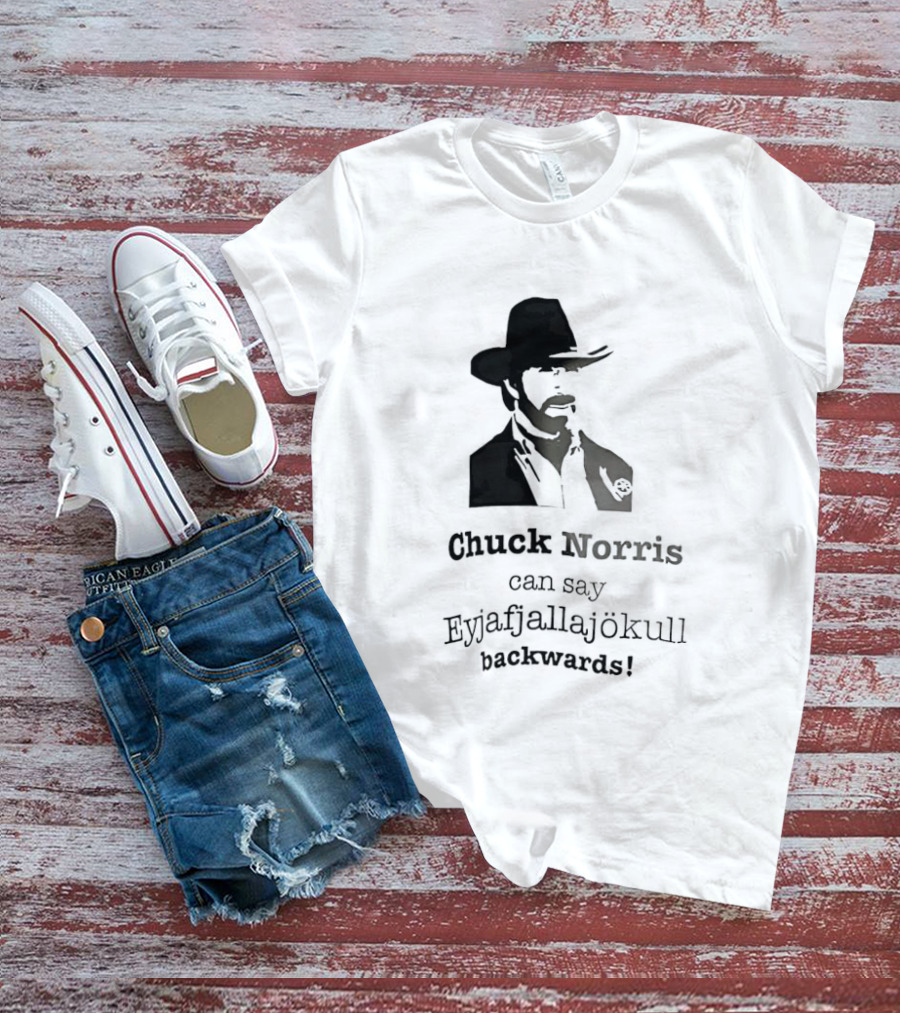 Chuck Norris Can Say Eyjafjallajokull Backwards Cowboy Hat Beard T-Shirt