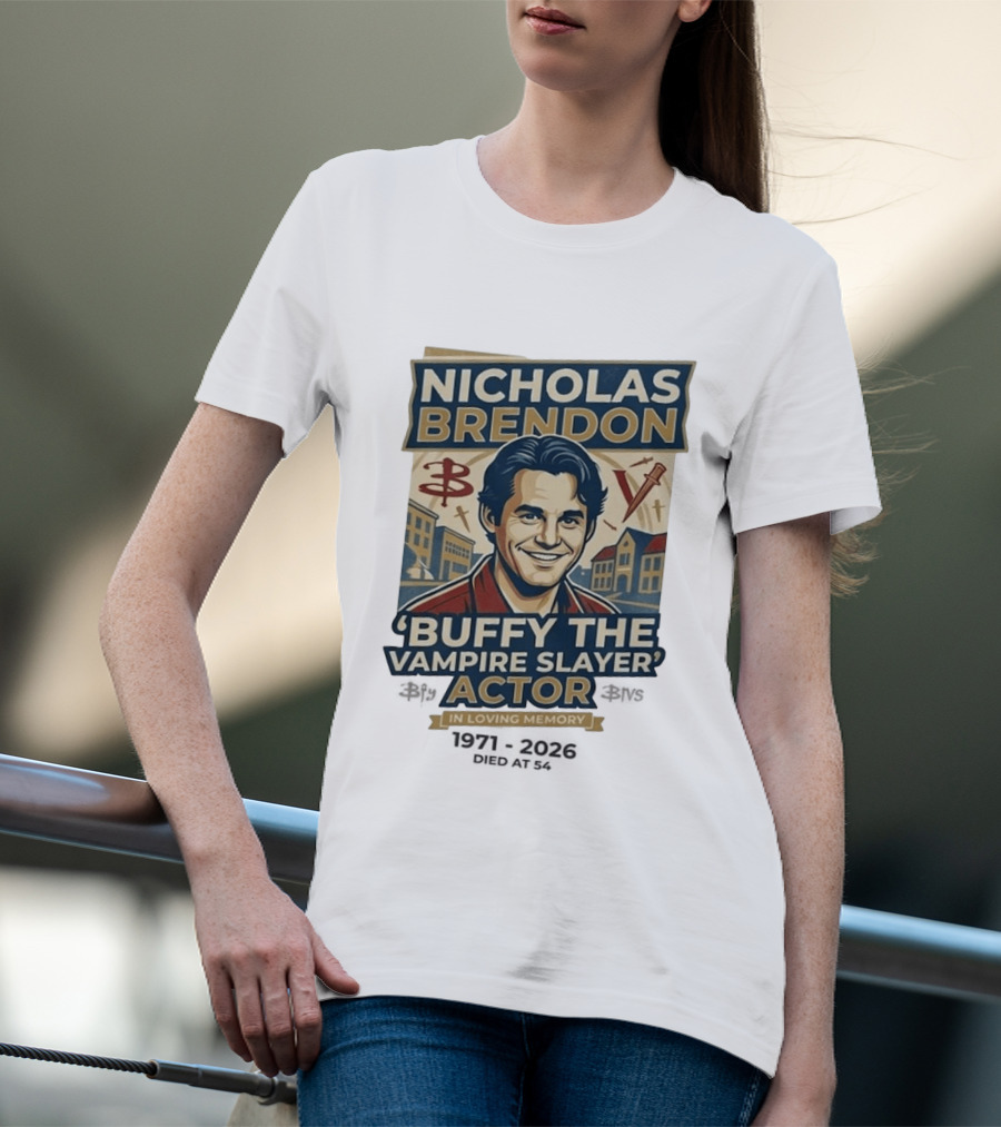 Nicholas Brendon Buffy The Vampire Slayer Actor In Loving Memory 1971 2023 T-Shirt