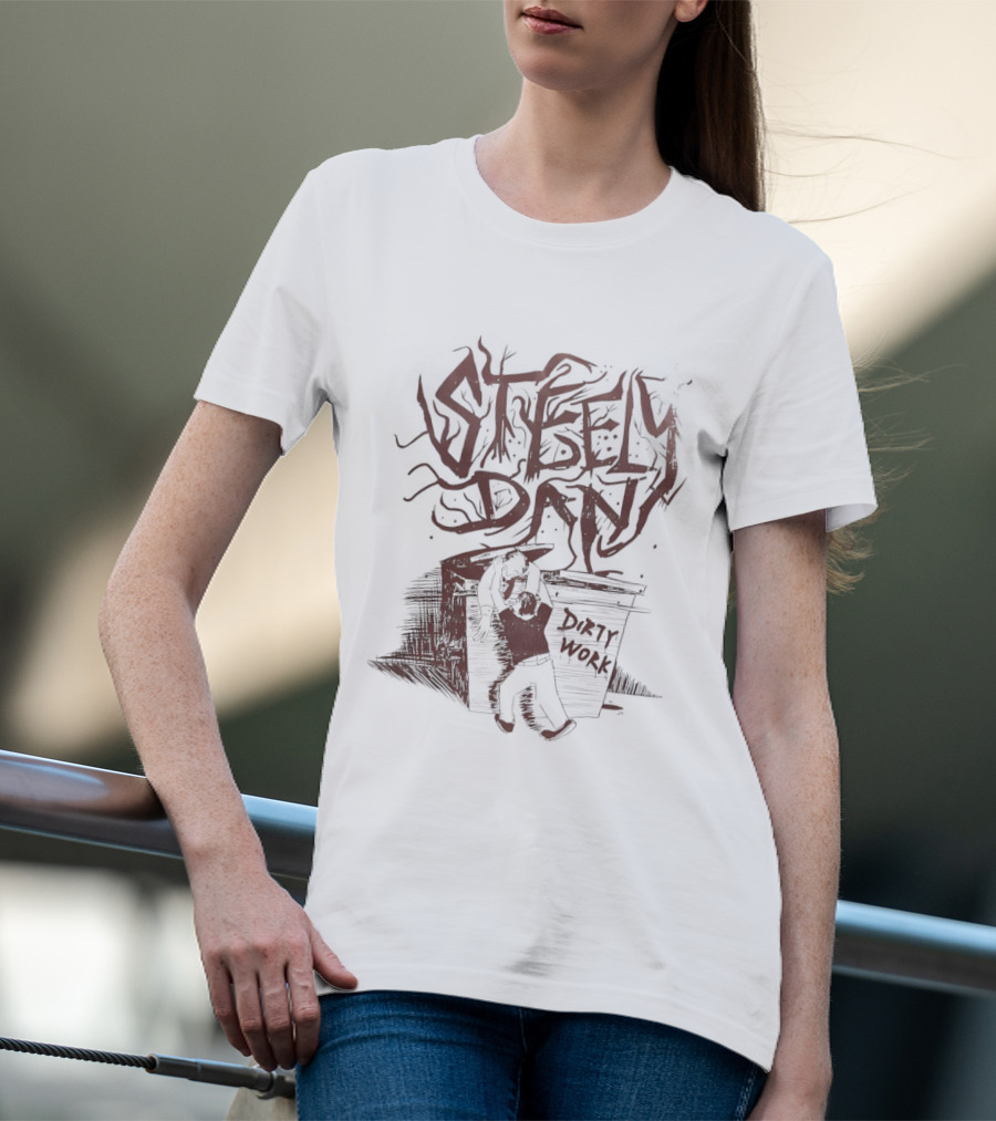 Steely Dan Dirty Work Album Artistic Block Lettering T-Shirt