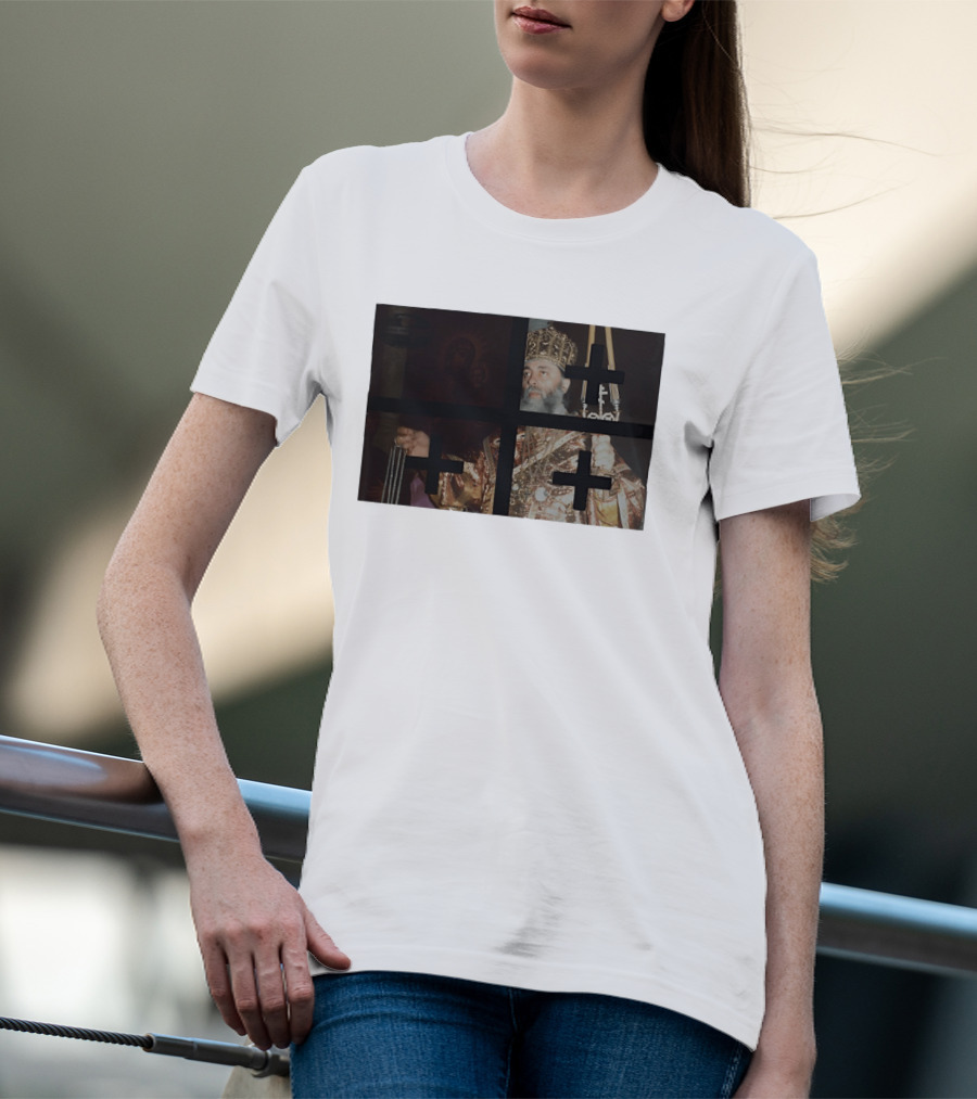 Georgian Orthodox Priest With Traditional Liturgical Garb And Crosses T-Shirt