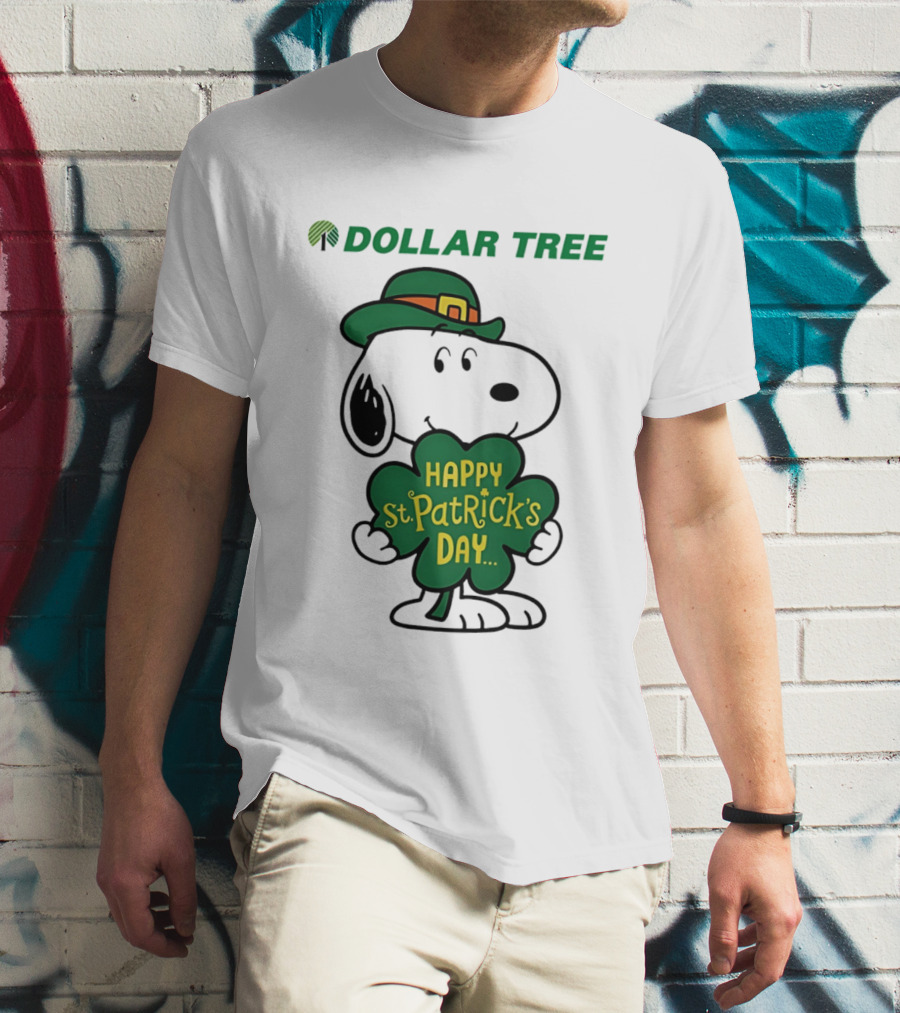 Dollar Tree Snoopy Happy St. Patrick's Day 2026 Clover Hat T-Shirt