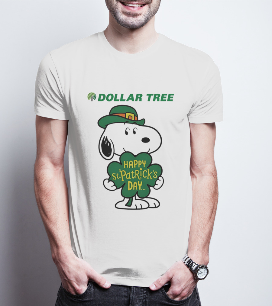 Dollar Tree Snoopy Happy St. Patrick's Day 2026 Clover Hat T-Shirt