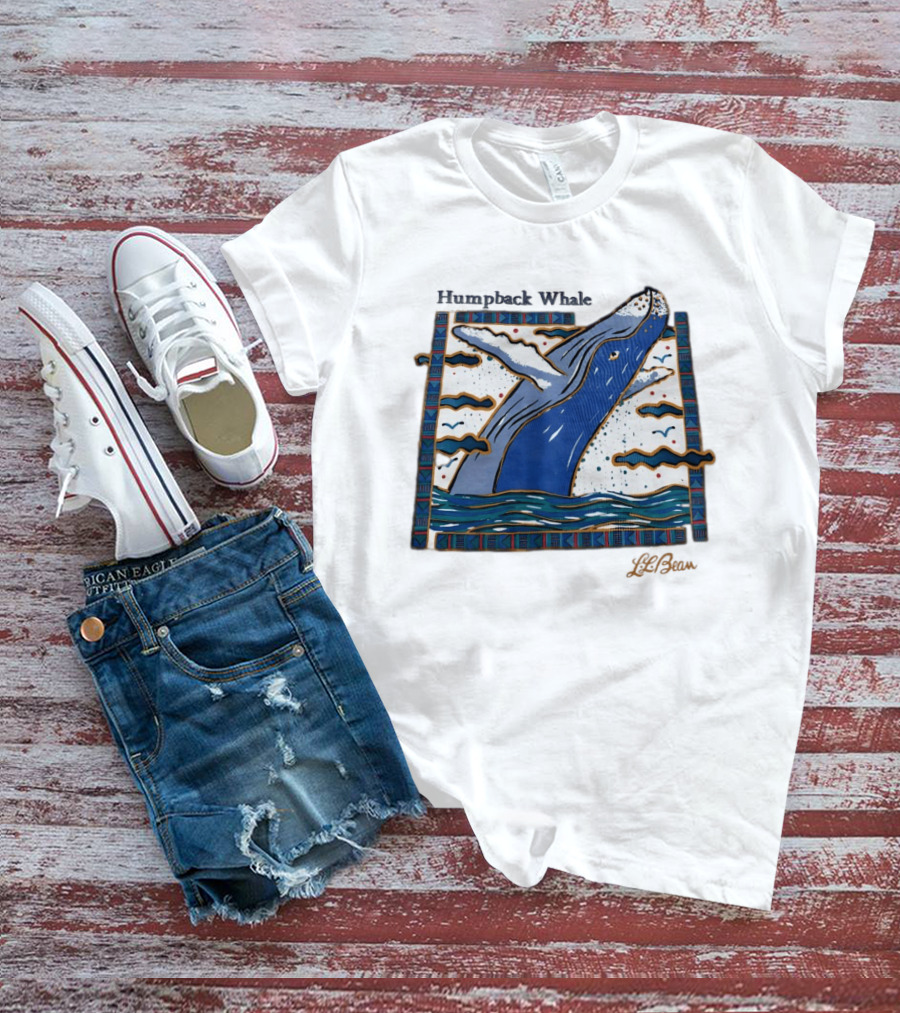 Humpback Whale Maritime Art 1990s Vibe Splashing Waves And Clouds Scene T-Shirt