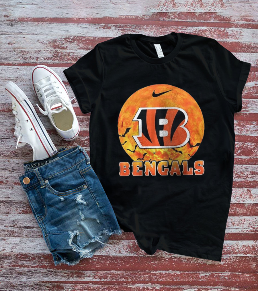Cincinnati Bengals Halloween Nike Bats Pumpkin T-Shirt